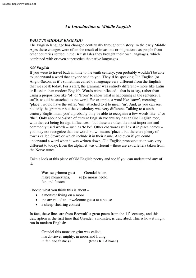 An Introduction to Middle English
