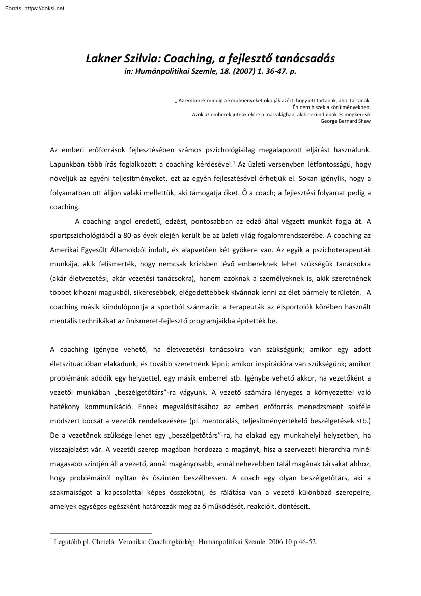 Lakner Szilvia - Coaching, a fejlesztő tanácsadás