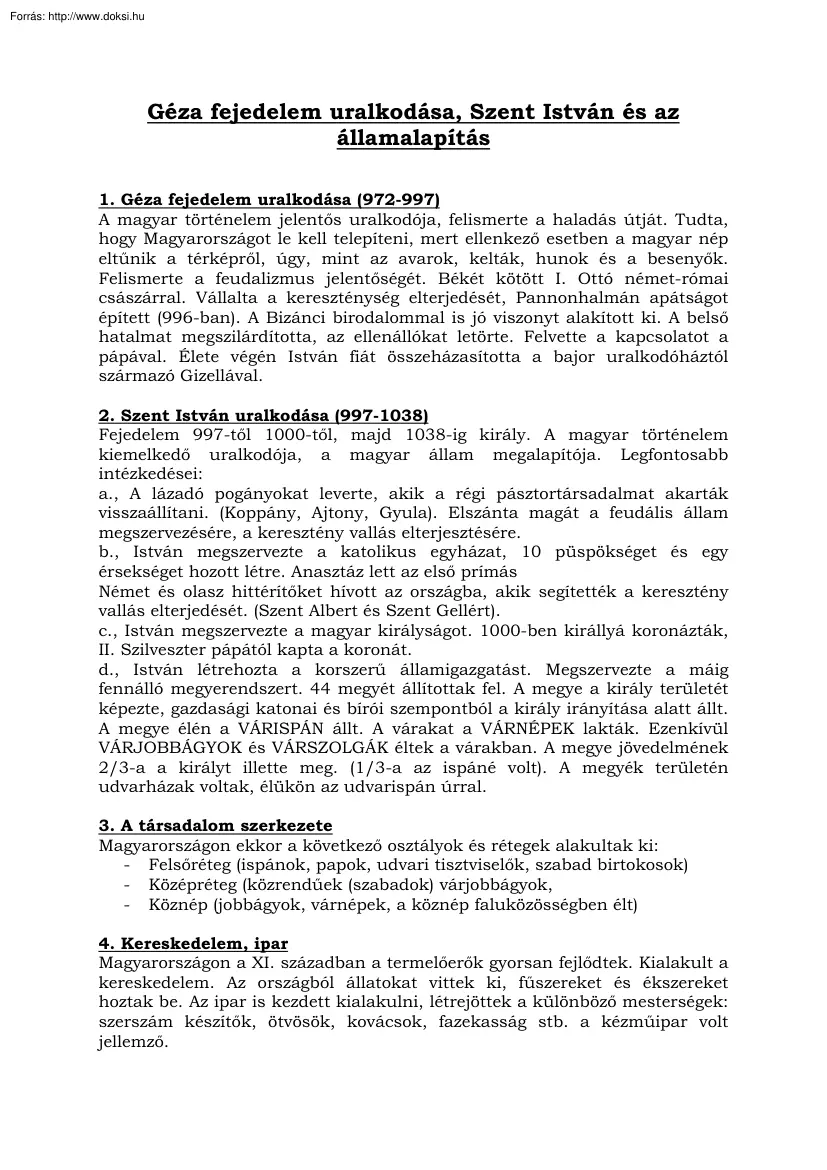 Géza fejedelem uralkodása, Szent István és az államalapítás