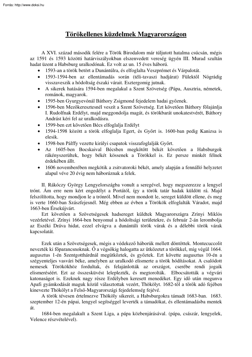 Törökellenes küzdelmek