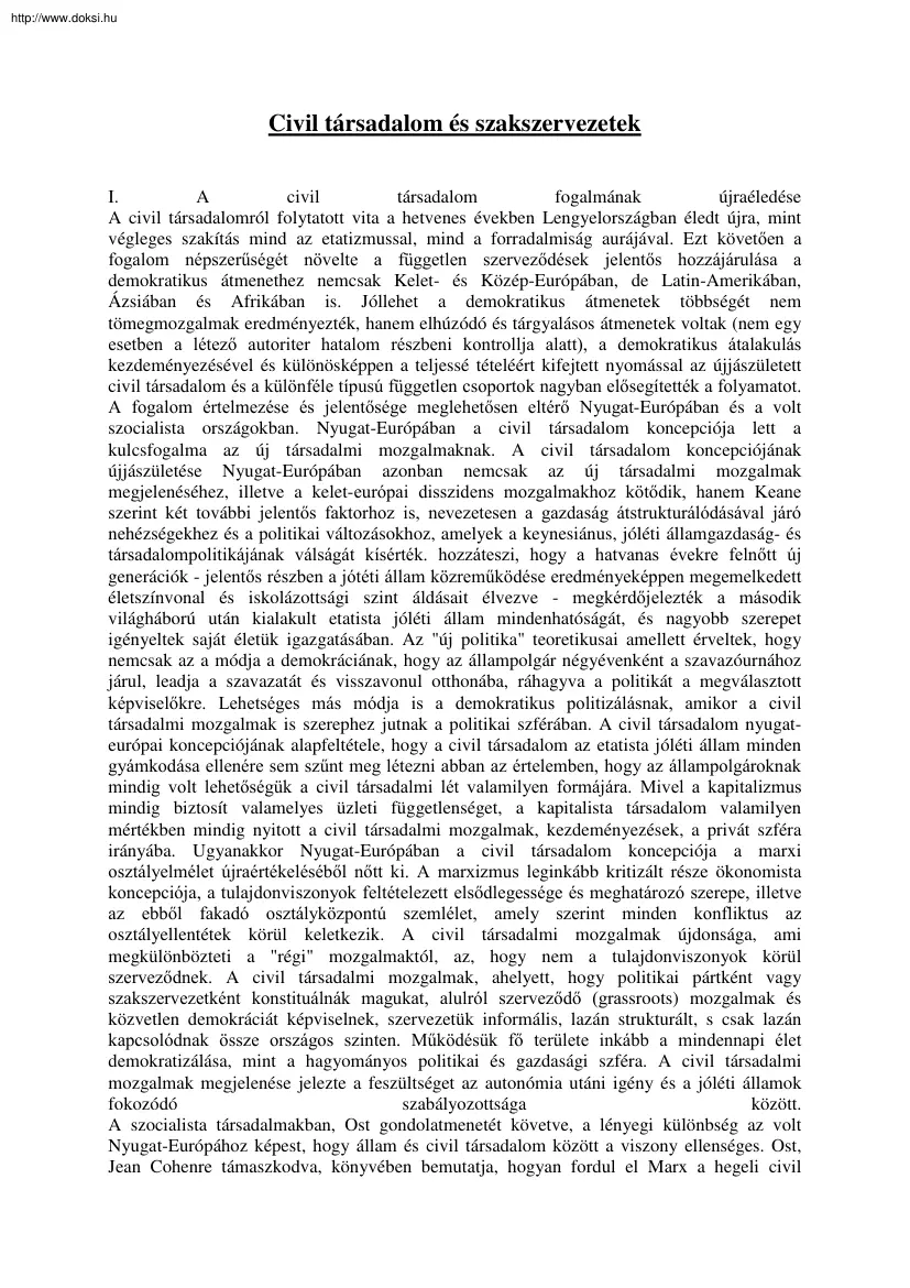 Tóth András - Civil társadalom és szakszervezetek