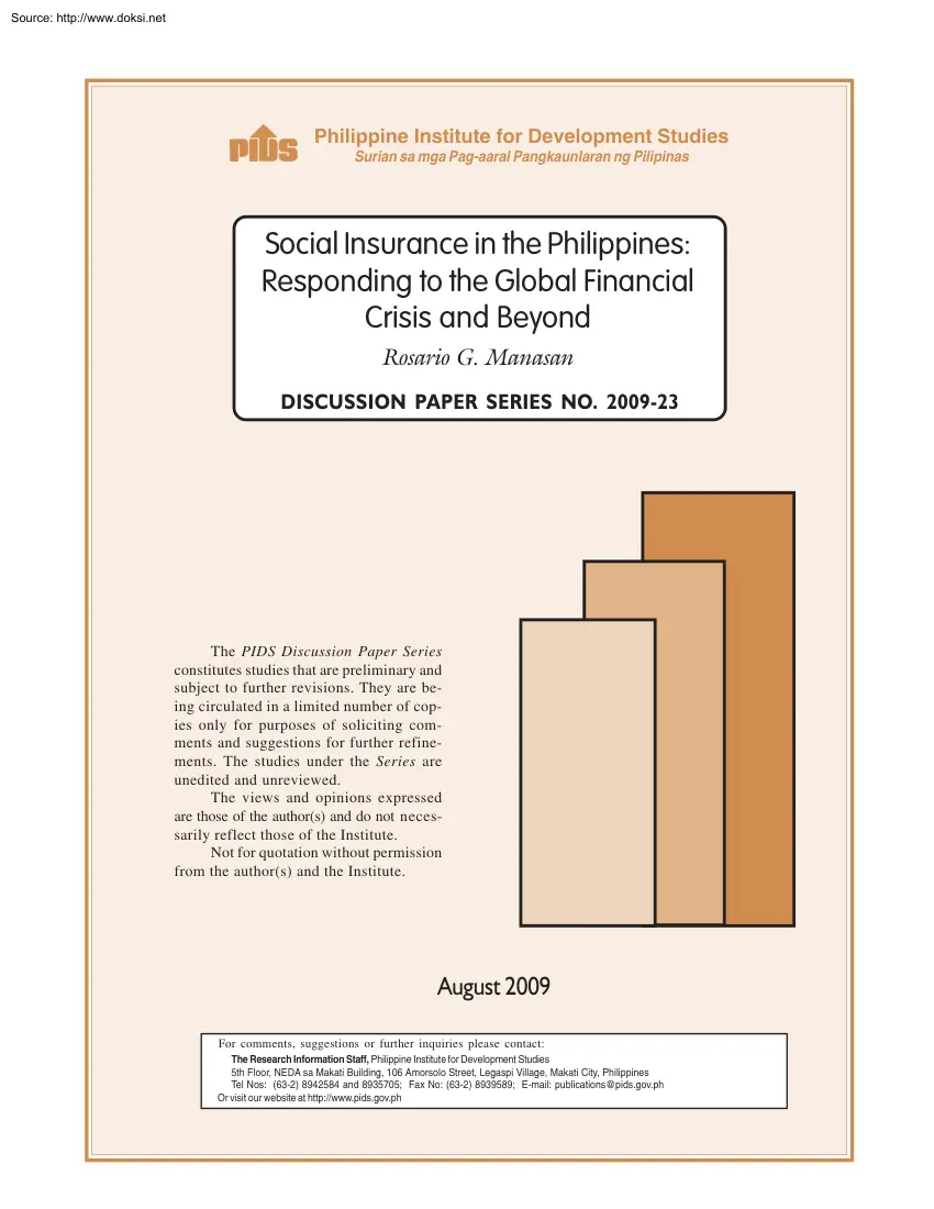 Rosario G. Manasan - Social Insurance in the Philippines, Responding to the Global Financial Crisis