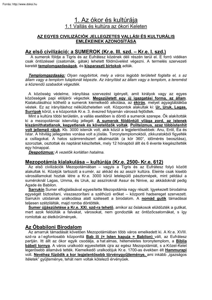 Áfra Krisztina - Vallás és kultúra az ókori Keleten