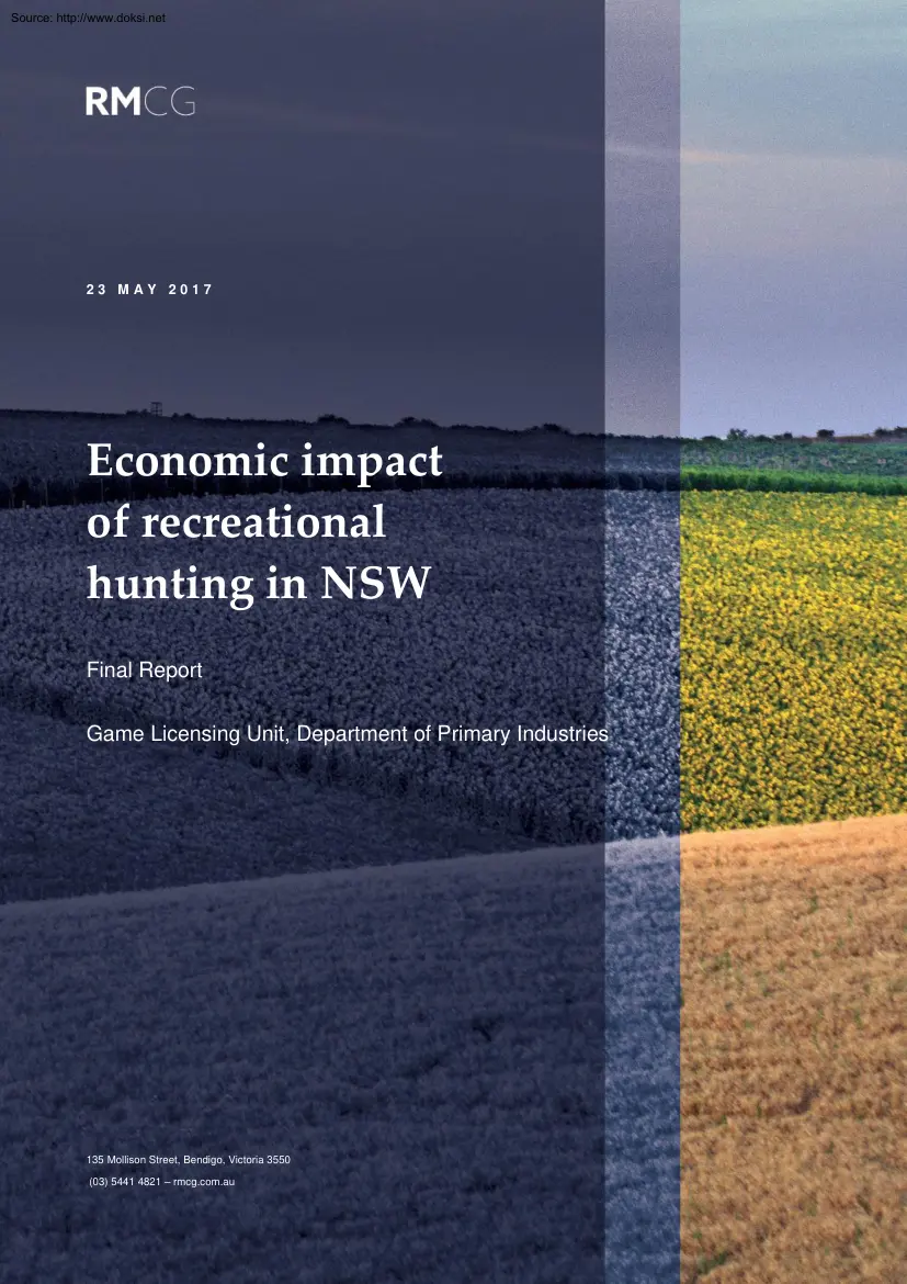 Economic Impact of Recreational Hunting in NSW