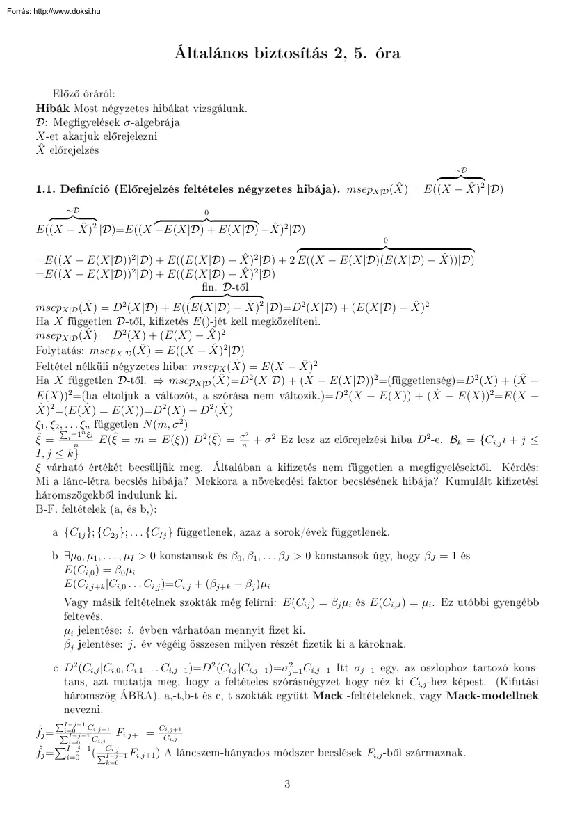 Általános biztosítás 2, 5. óra