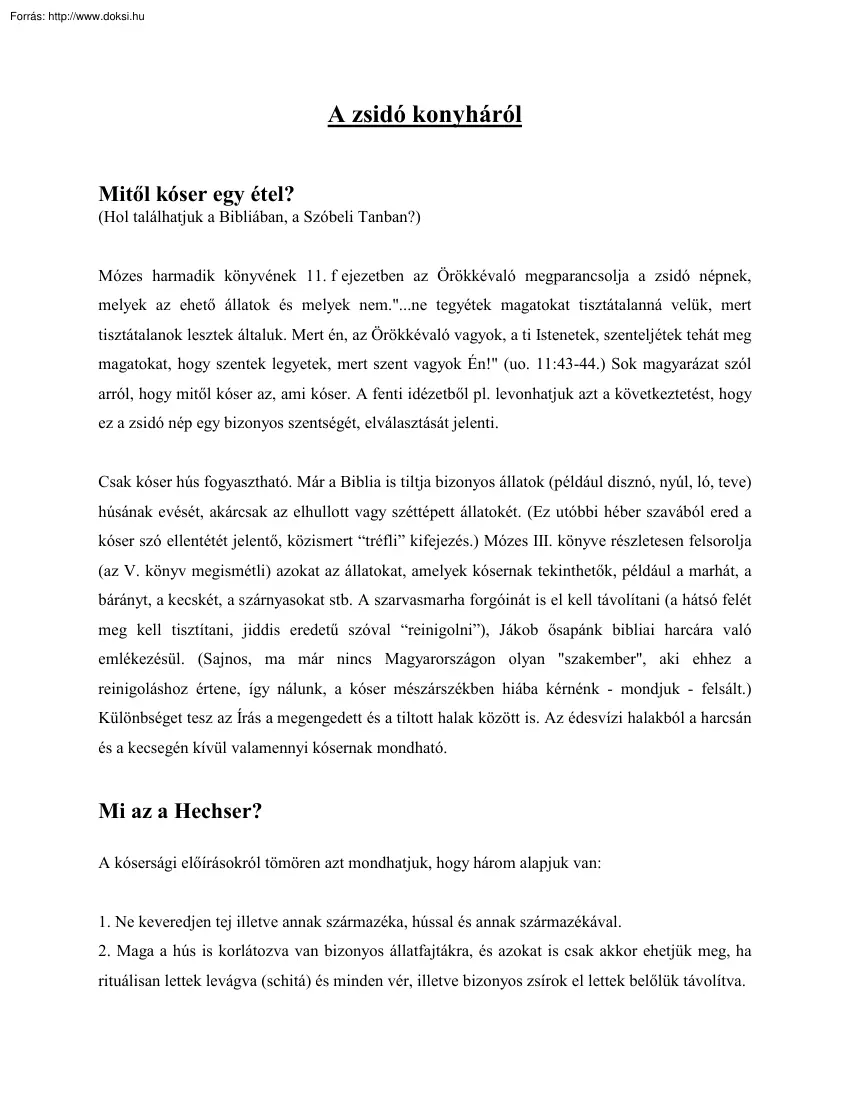 A zsidó konyháról