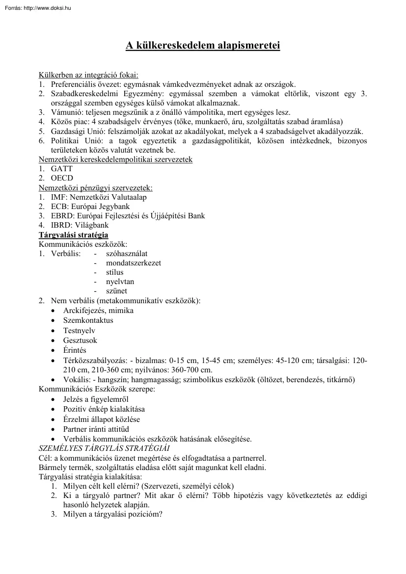 A külkereskedelem alapismeretei