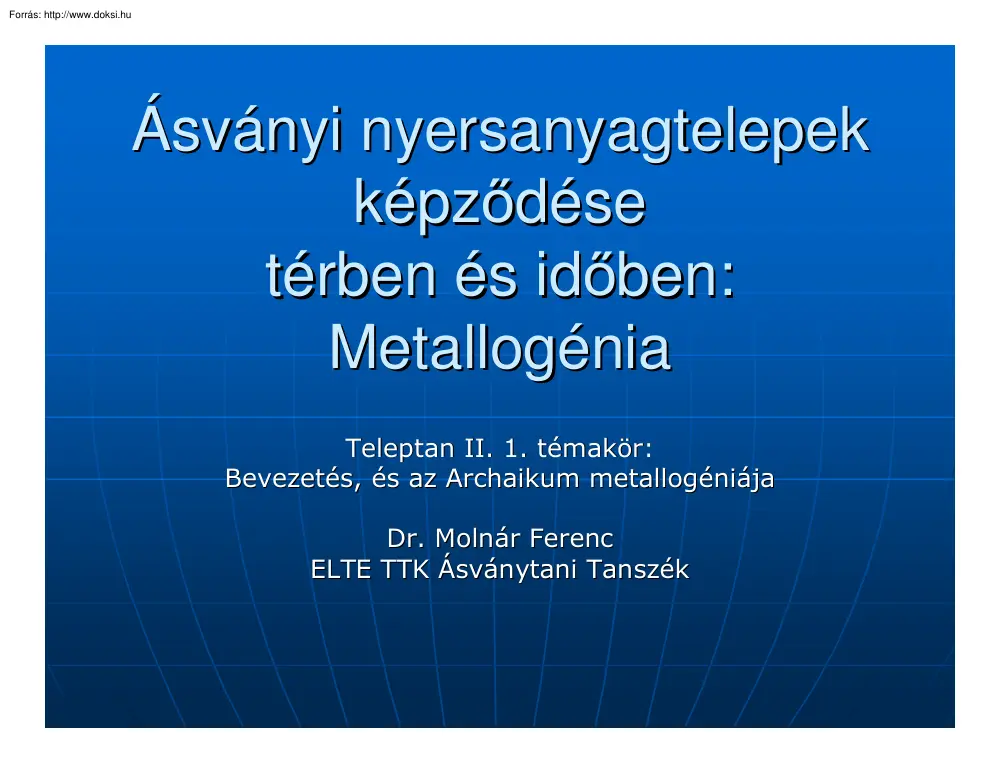 Dr. Molnár Ferenc - Teleptan I