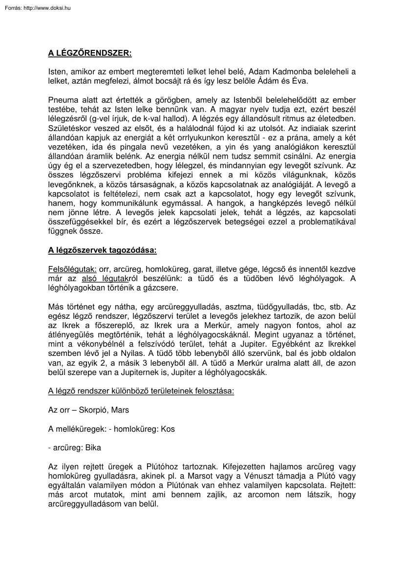 A légzőrendszer