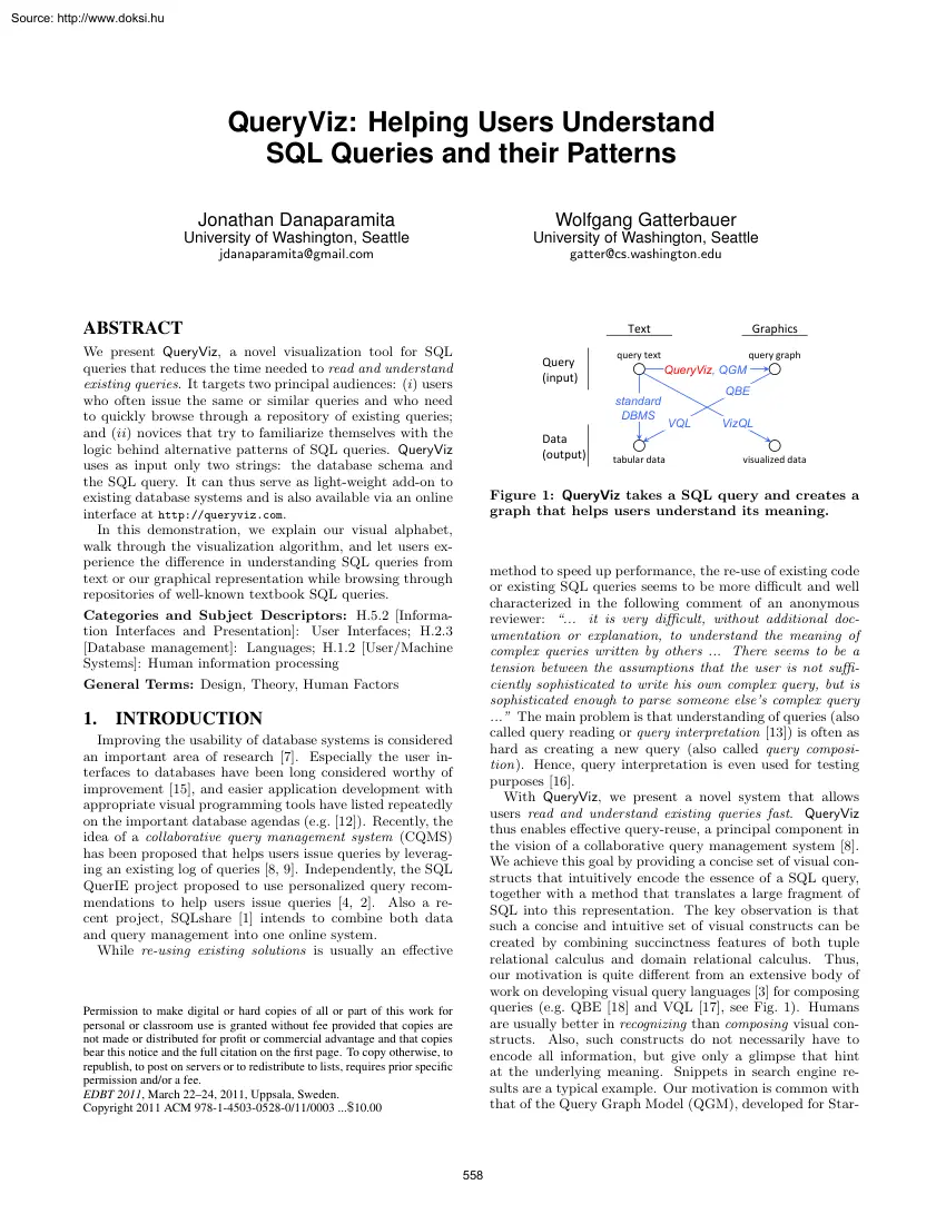 Danaparamita-Gatterbauer - Helping users understand SQL queries and their patterns