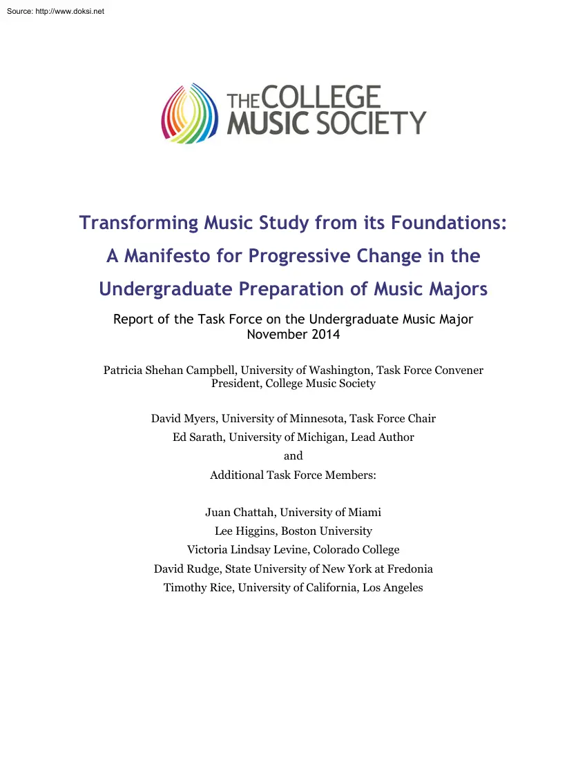 Campbell-Myers-Chattah - Transforming Music Study from its Foundations, A Manifesto for Progressive