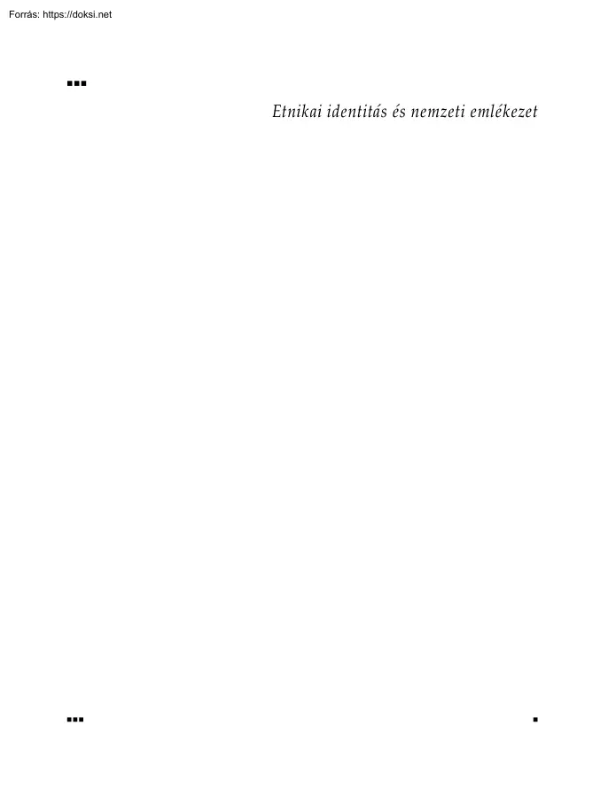 Etnikai identitás és nemzeti emlékezet