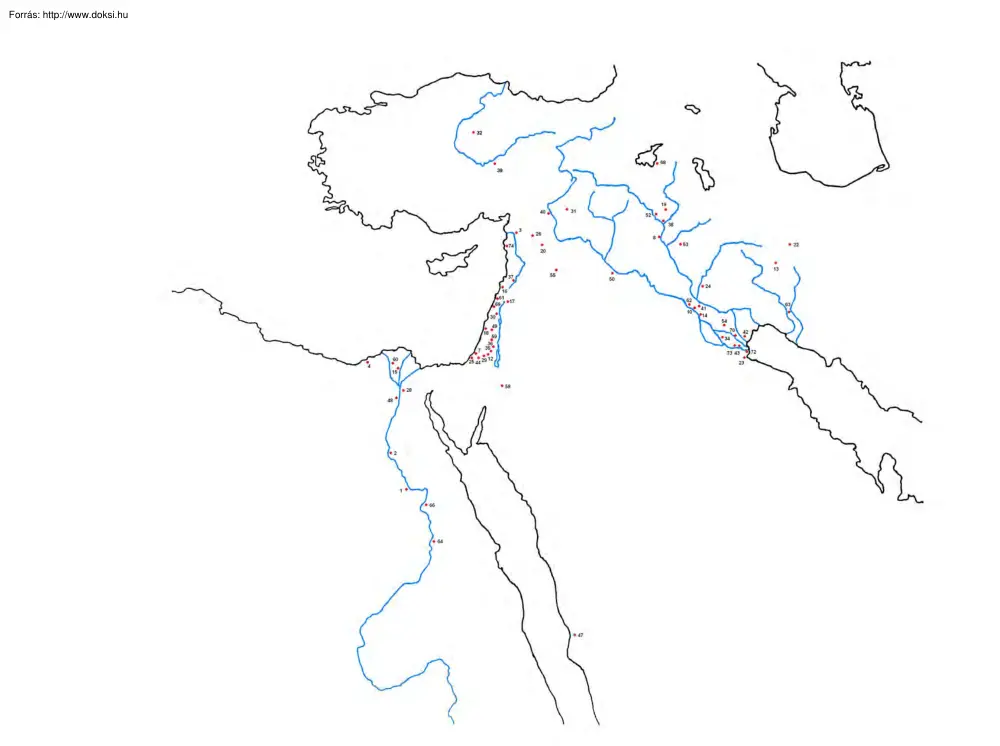 Ókori Kelet vaktérkép, megoldással