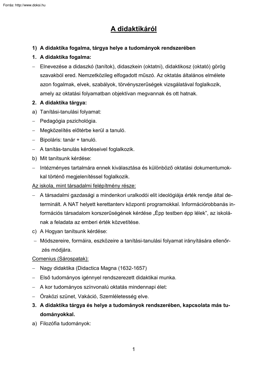 A didaktikáról