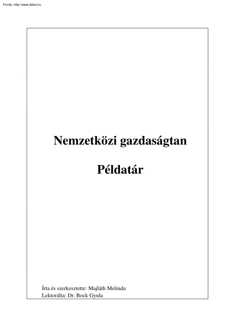 Nemzetközi gazdaságtan példatár