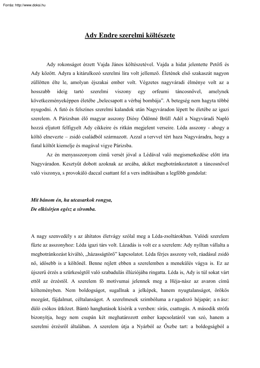 Ady Endre szerelmi költészete