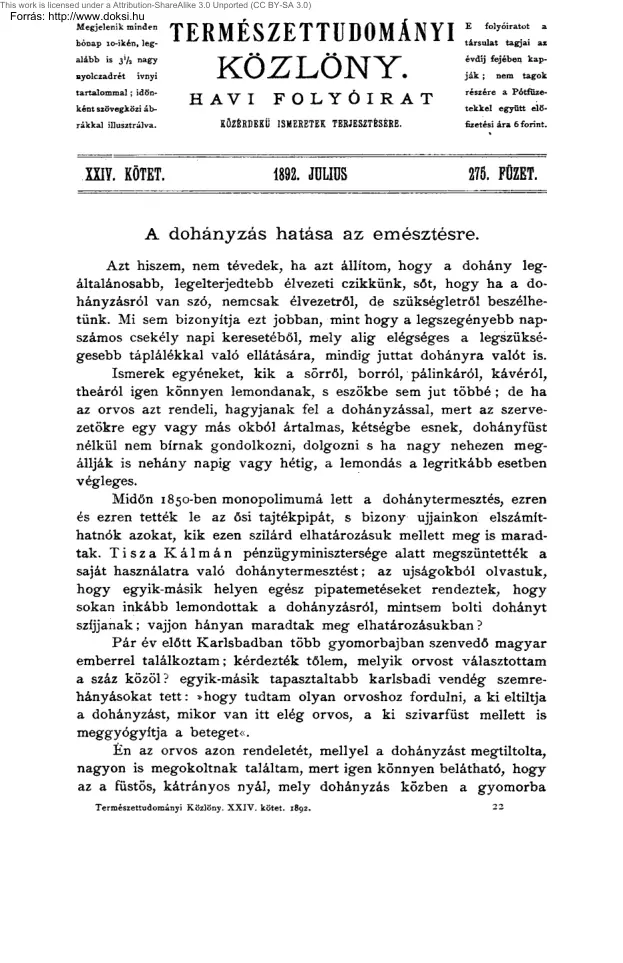 A dohányzás hatása az emésztésre