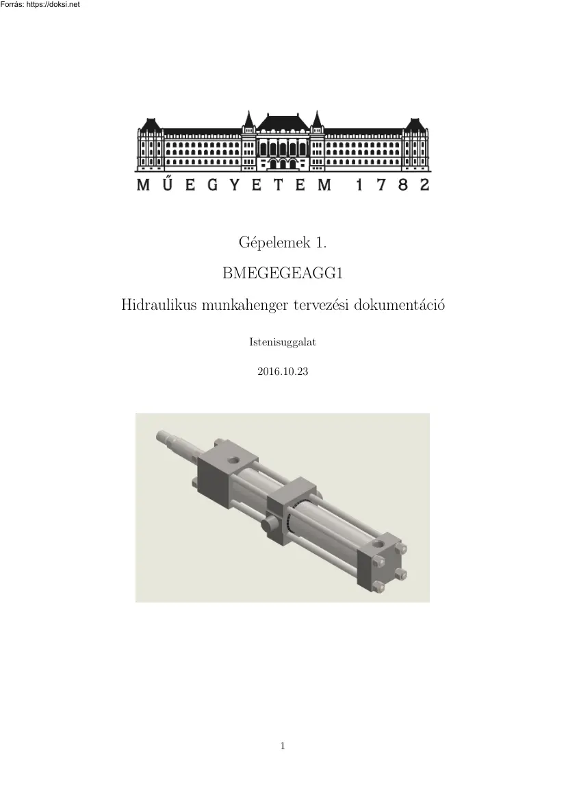 Hidraulikus munkahenger tervezési dokumentáció