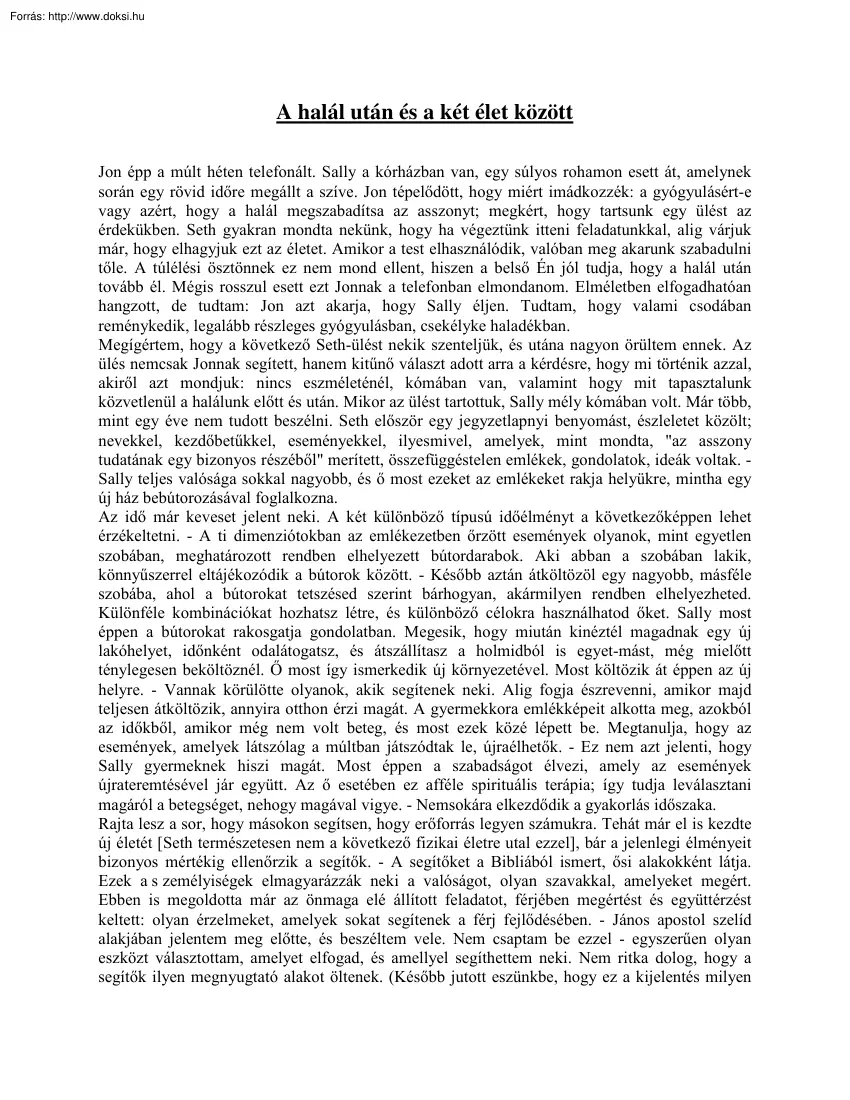 A halál után és a két élet között