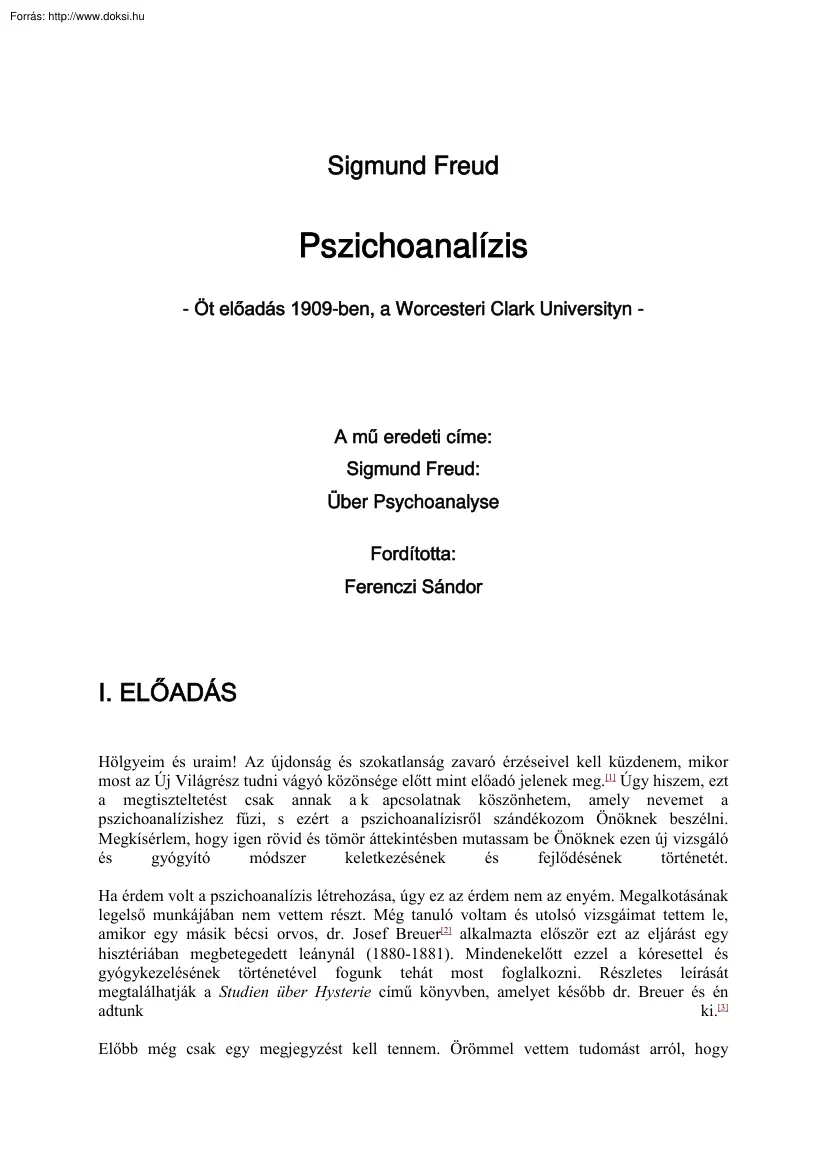 Sigmund Freud - Pszichoanalízis