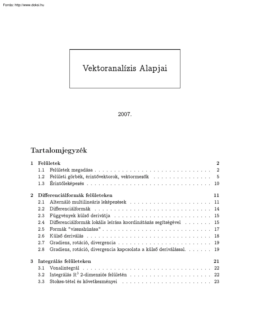 A vektoranalízis alapjai