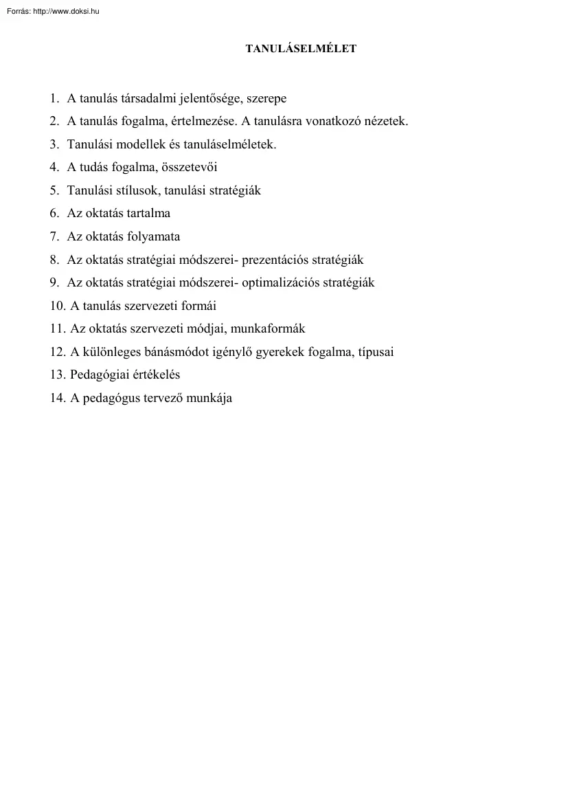 Tanuláselmélet