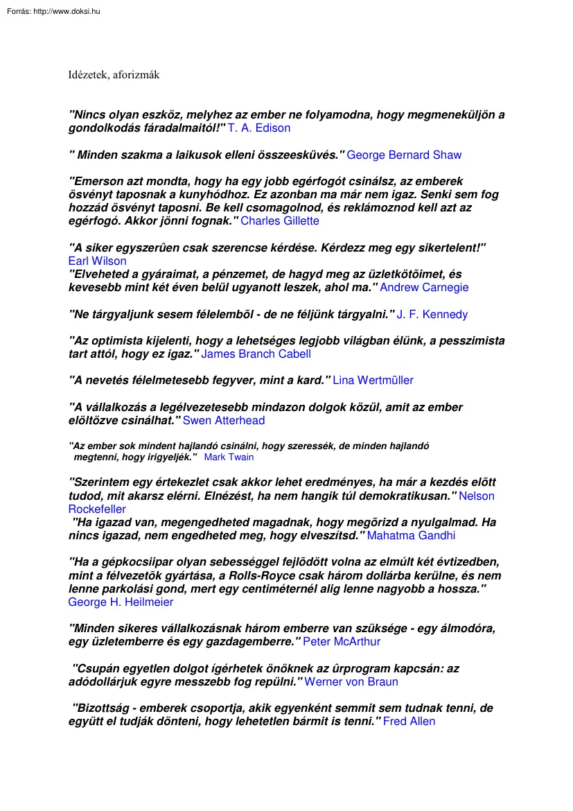 Idézetek, aforizmák