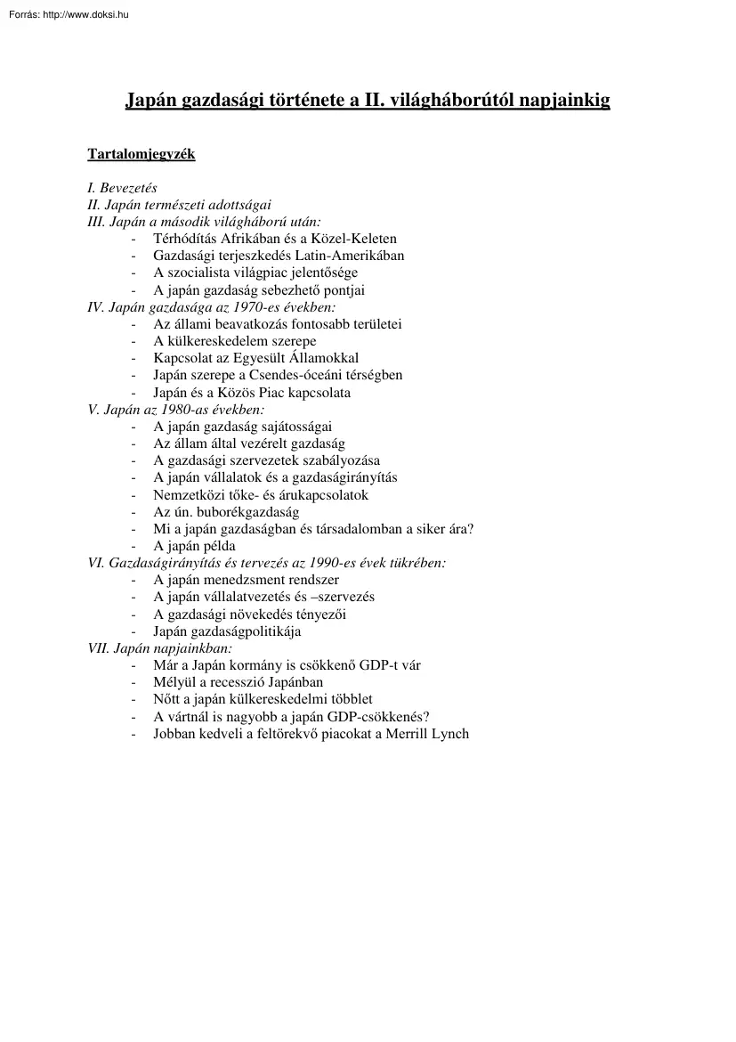 Japán gazdasági története a II. világháborútól napjainkig