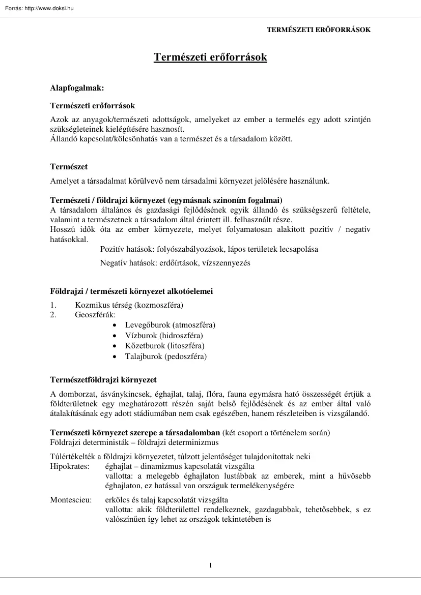 Természeti erőforrások