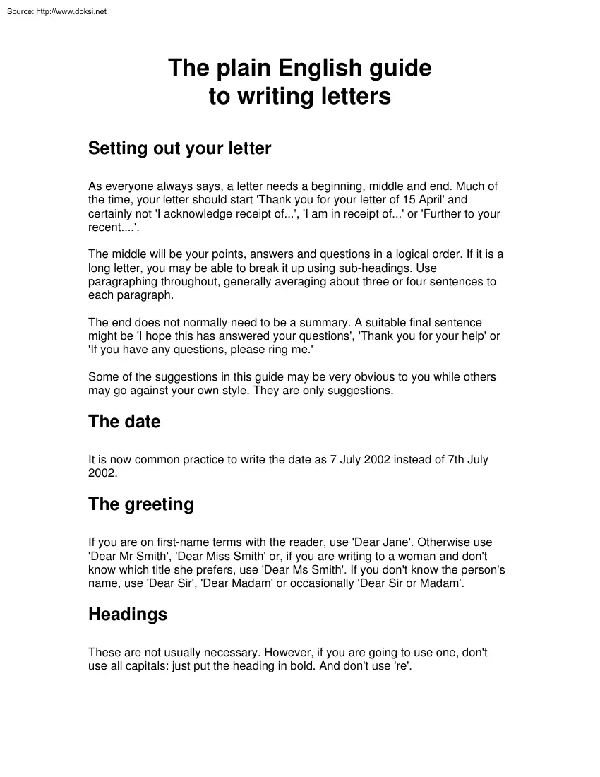 The Plain English Guide to Writing Letters