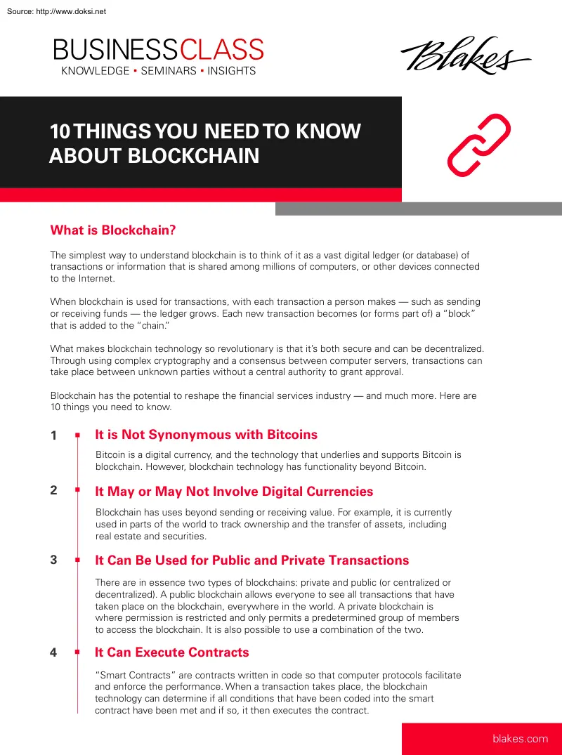 10 Things You Need to Know about Blockchain