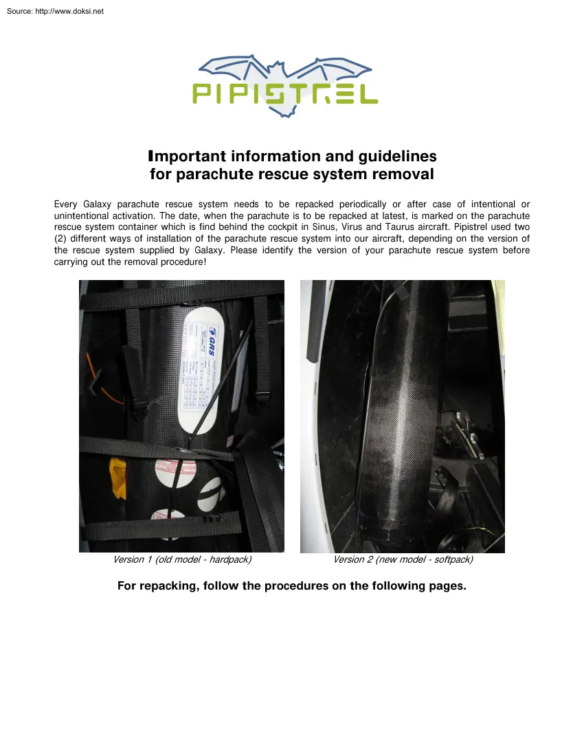 Important Information and Guidelines for Parachute Rescue System Removal