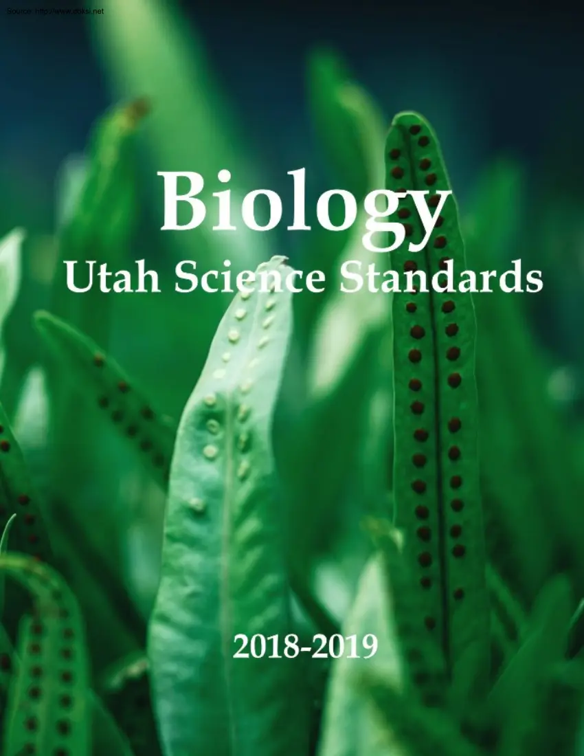 Biology, UTAH Science Standards, 2018-2019