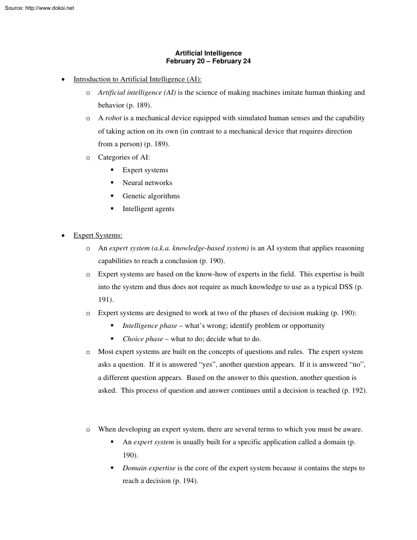 Artificial Intelligence Notes