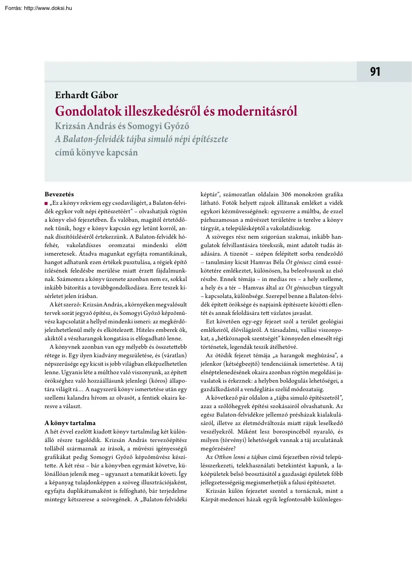 Erhardt Gábor - Gondolatok illeszkedésről és modernitásról