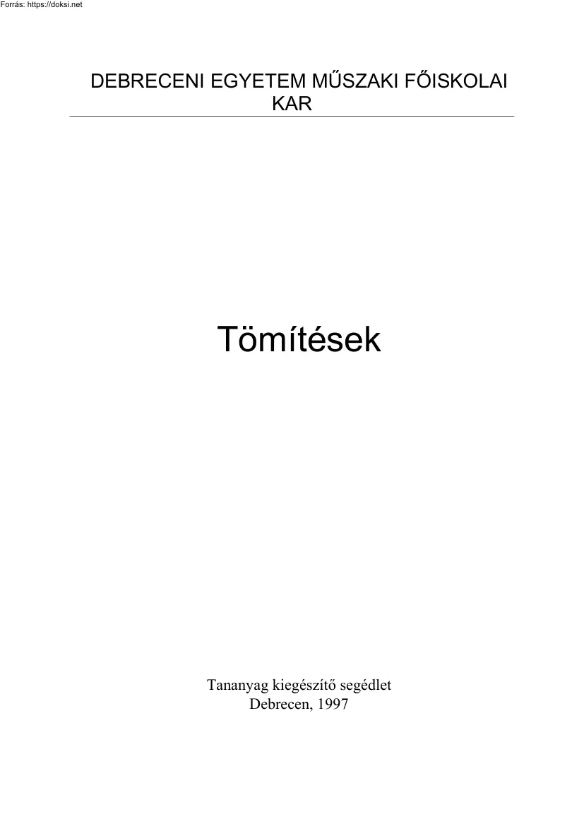 Juhász György - Tömítések