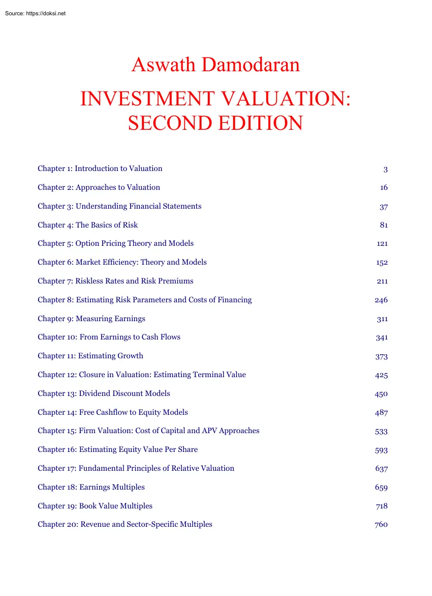 Aswath Damodaran - Investment valuation, second edition