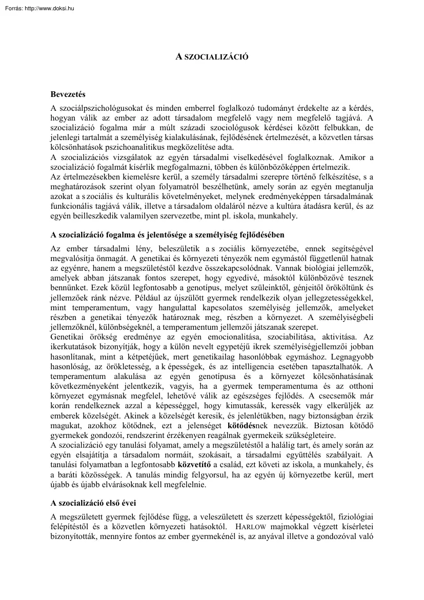 A szocializáció