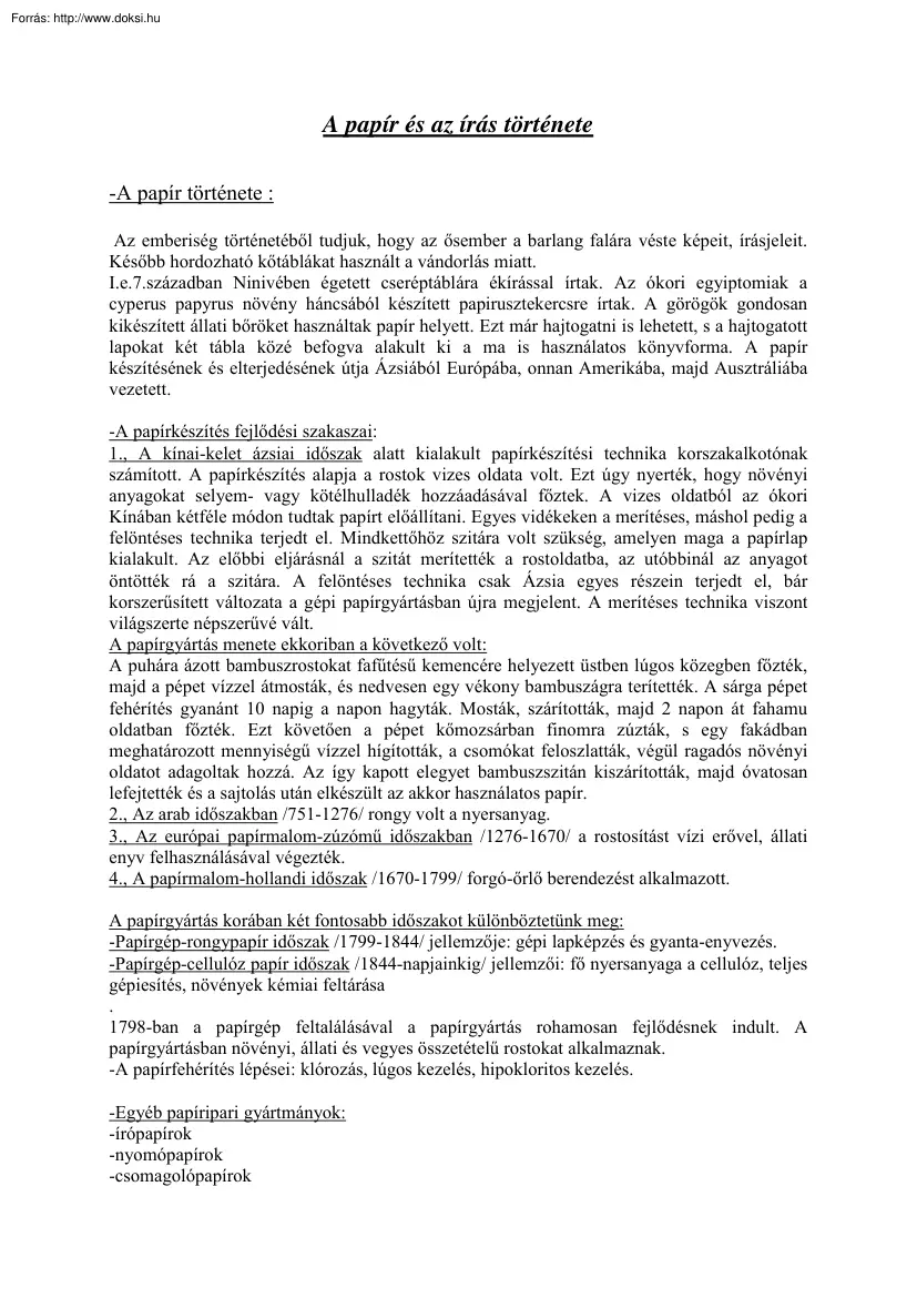 Nagy Tímea - A papír és az írás története