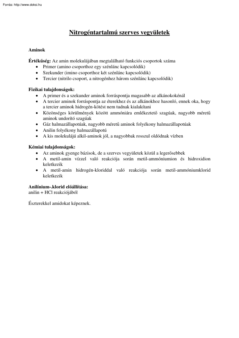 Nitrogéntartalmú szerves vegyületek