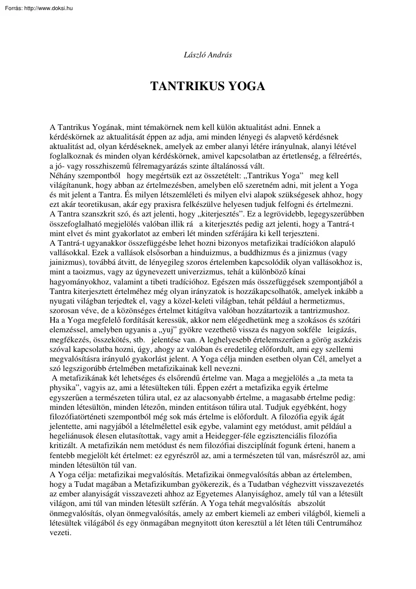 László András - Tantrikus yoga