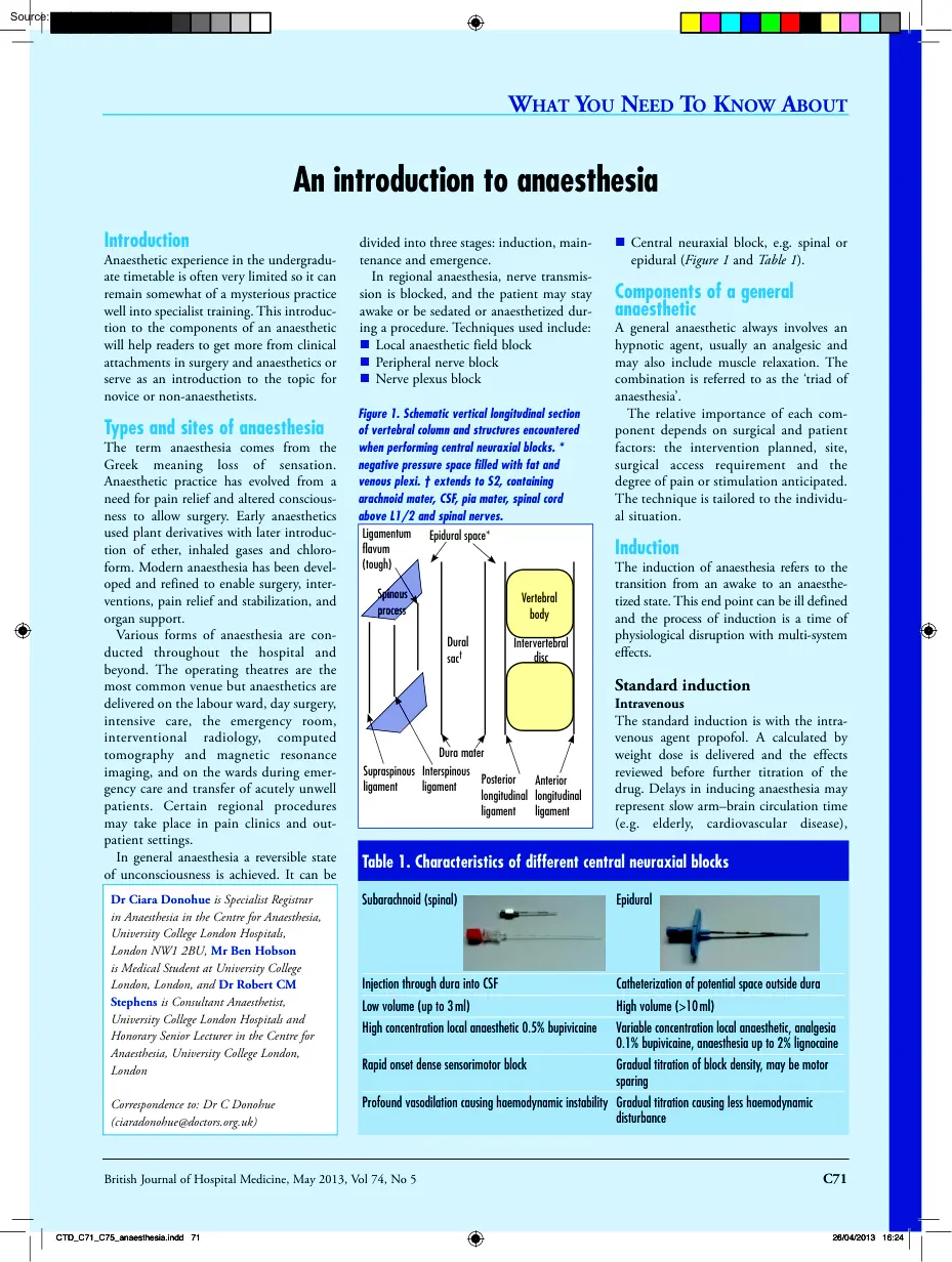 An Introduction to Anaesthesia