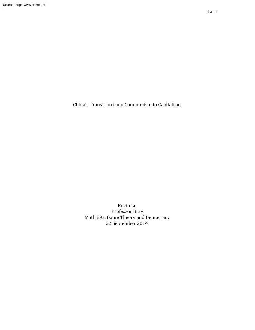 Chinas Transition from Communism to Capitalism