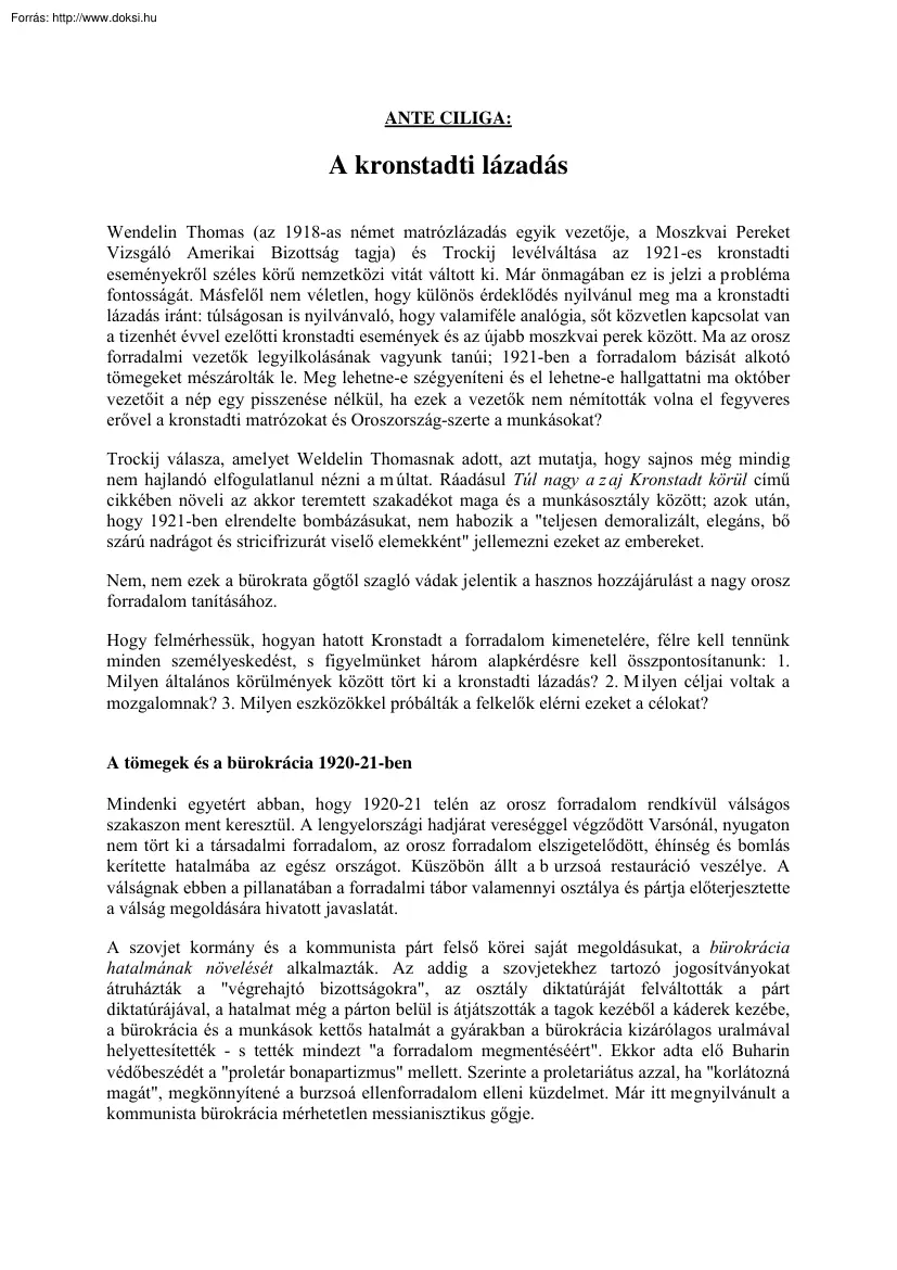 Ante Ciliga - A kronstadti lázadás