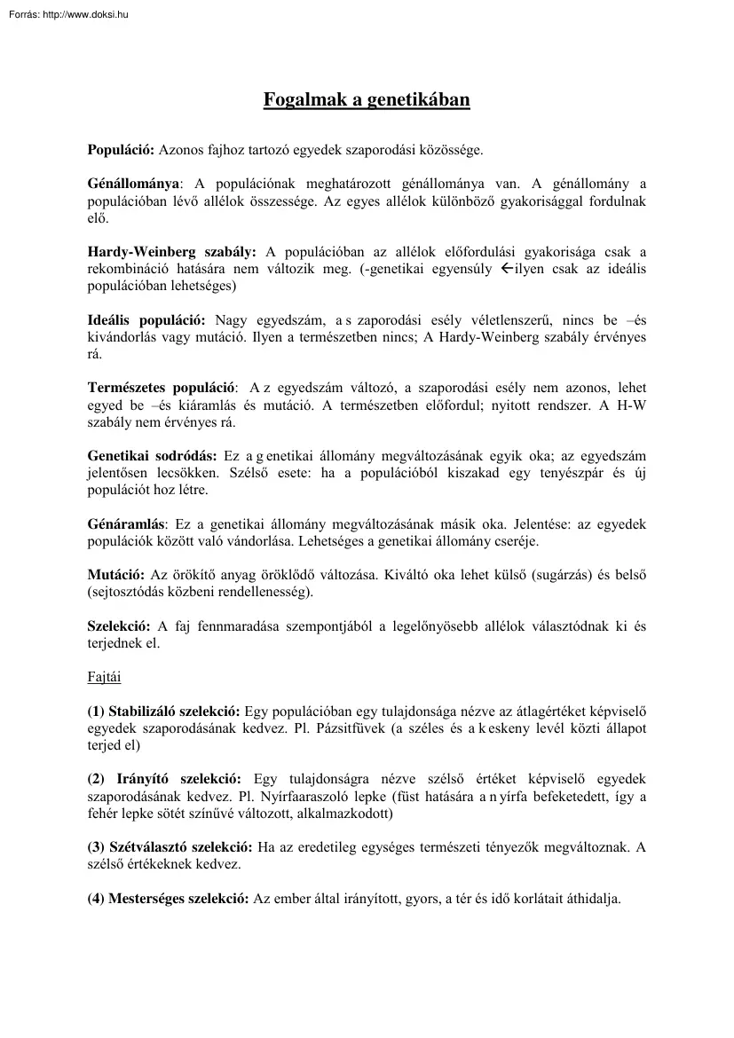 Fogalmak a genetikában