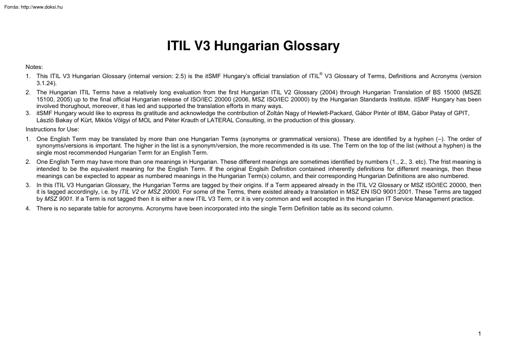 ITIL informatikai angol szótár