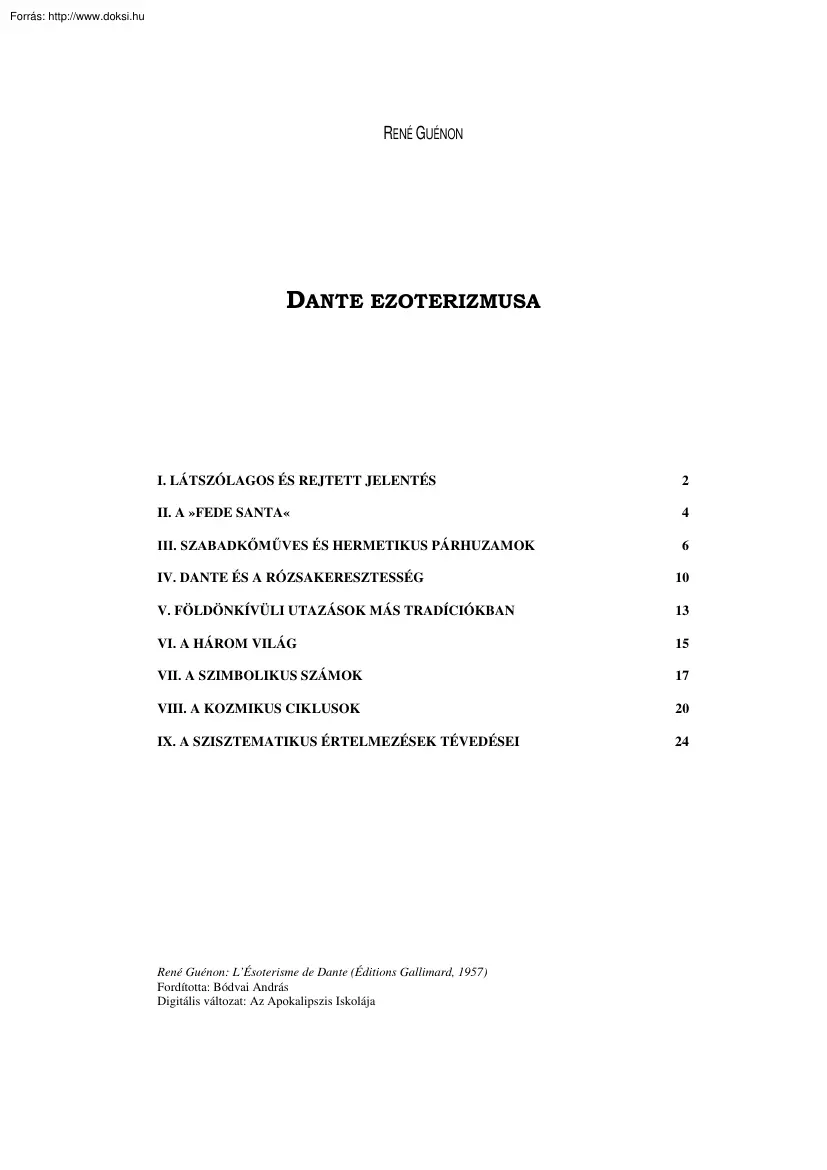 René Guénon - Dante ezoterizmusa