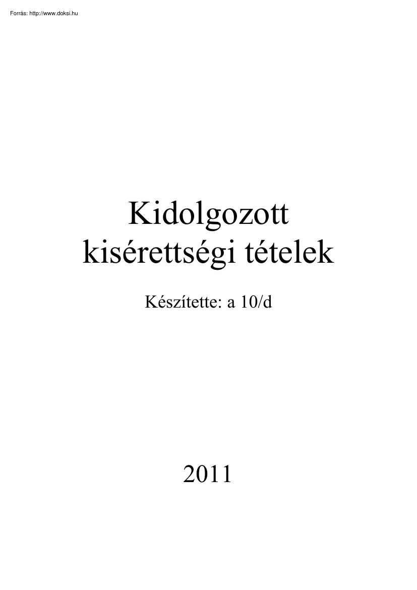 Irodalom kidolgozott kisérettségi tételek