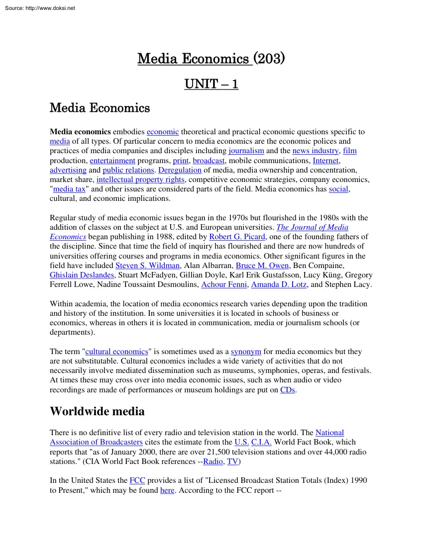 Media Economics