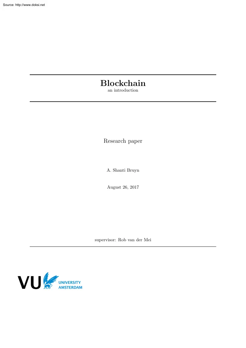 A. Shanti Bruyn - Blockchain, An Introduction